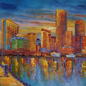 Boston Massachusetts Back Bay-KoKing FORT-z722-Home Decor Holiday Artwork Texture Painting Dining Wall Art