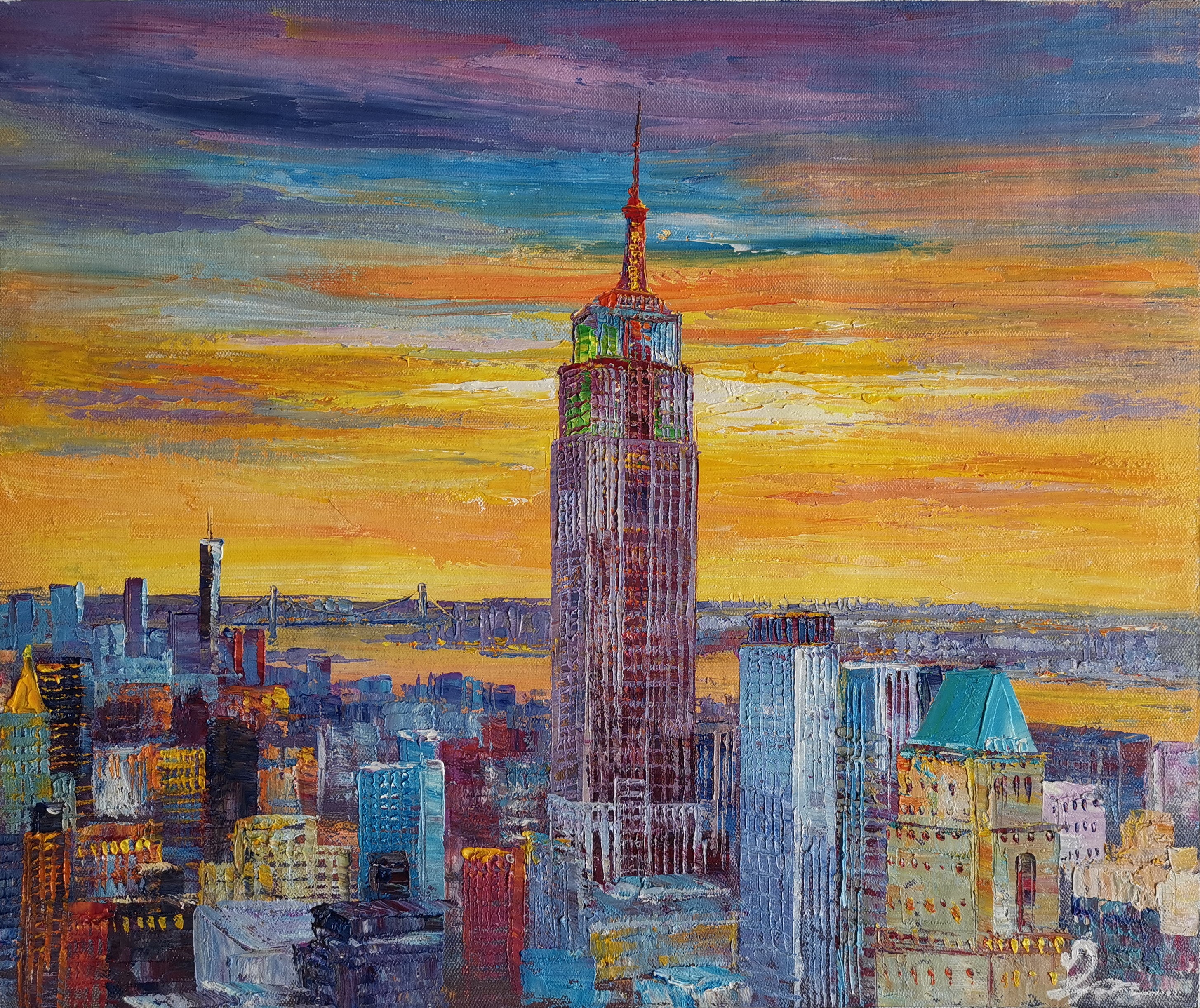Golden Sunset Empire State, New York -koking Fort-z1026-home Decor