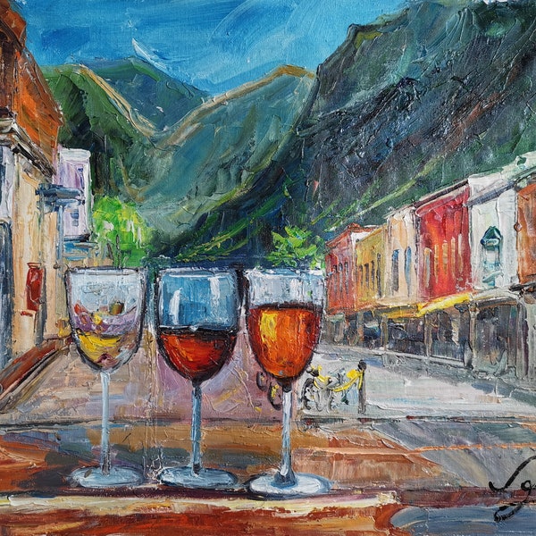 Color Wine, Cheer up Downtown Telluride Colorado-KoKing Fort-k1924-Home Decor Holiday Artwork Texture Painting Dining Wall Art