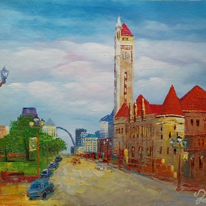 St. Louis Missouri Saint, Market Street -KoKing Fort-z253-Home Decor Holiday Artwork Texture Painting Dining Wall Art