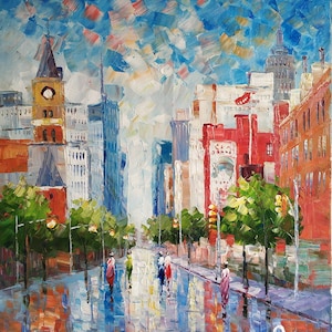 New York City, 6th Avenue, Avenue of the Americas-KoKing FORT-k486-Home Decor Holiday Artwork Texture Painting Dining Wall Art