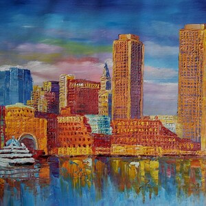 Boston Massachusetts Back Bay-KoKing FORT-z734-Home Decor Holiday Artwork Texture Painting Dining Wall Art