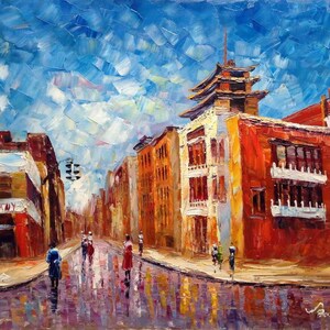 Chinatown New York City-KoKing Fort-K234-Home Decor Holiday Artwork Texture Painting Dining Wall Art