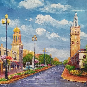 Kansas City Country Plaza, MO-KoKing FORT-J63-Home Decor Holiday Artwork Texture Painting Dining Wall Art