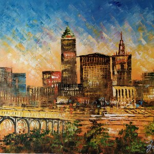 Skyline Night Indianaplis, IN-KoKing FORT-x42-Home Decor Holiday Artwork Texture Painting Dining Wall Art