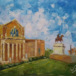 Art Museum and equestrian statue, Saint Louis MO-KoKing FORT-k1237-Home Decor Holiday Artwork Texture Painting Dining Wall Art
