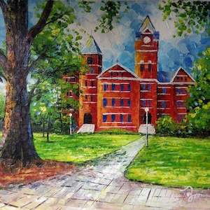 The Back of Samford Hall, Viewed from Auburn University, AL-KoKing FORT-D0124-Home Decor Holiday Artwork Texture Painting Dining Wall Art