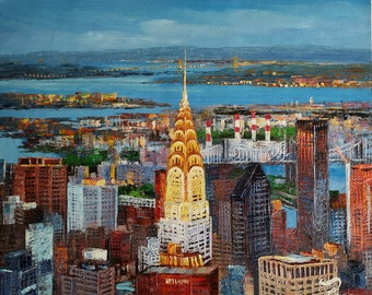 Chrysler Building, New York CITY-KoKing FORT-z50-Home Decor Holiday Artwork Texture Painting Dining Wall Art