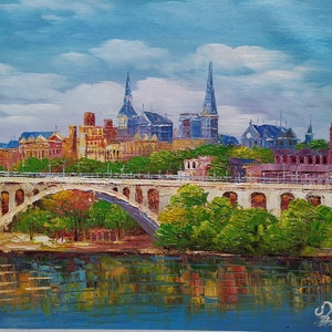Key Bridge, Georgetown WashingtonDC-KoKing FORT-z350-Home Decor Holiday Artwork Texture Painting Dining Wall Art