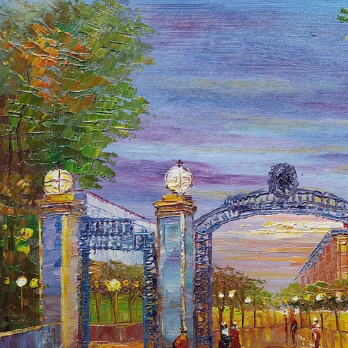 Sather shops Gate, From Berkeley California, University Campus-KoKing Fort-z328-Home Decor Holiday Artwork Texture Painting Dining Wall Art