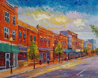 Downtown Heritage Area SENECA Falls, NY-KoKing FORT-z850-Home Decor Holiday Artwork Texture Painting Dining Wall Art