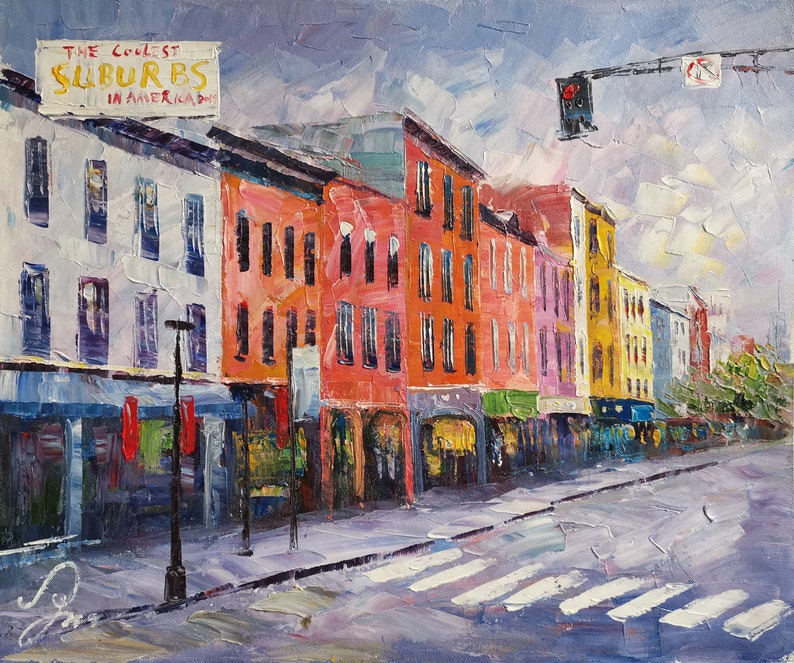 Hoboken New Jersey Washington Street-KoKing Fort-k2041-Home Decor Holiday Artwork Texture shops Painting Dining Wall Art