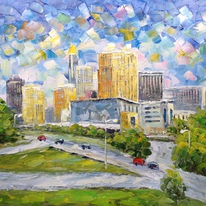 Skyline, RALEIGH NC-KoKing FORT-k53-Home Decor Holiday Artwork Texture Painting Dining Wall Art