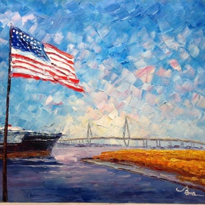 Vlag Yorktown Aircraft Carrier, Charleston SC-KoKing FORT-k342-Home Decor Holiday Artwork Texture Painting Dining Wall Art