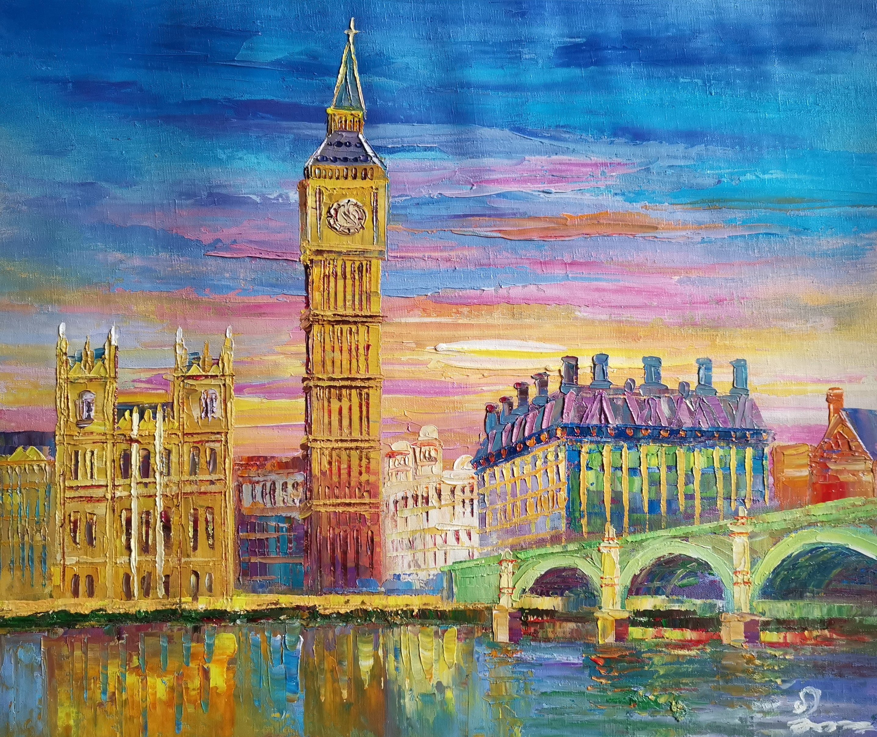 London Big Ben and Bridge at Night-koking Fort-z1117-home Decor