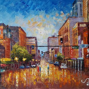 Sunset 14th Street Lower Downtown Denver, CO-KoKing Fort-K785-Home Decor Holiday Artwork Texture Painting Dining Wall Art