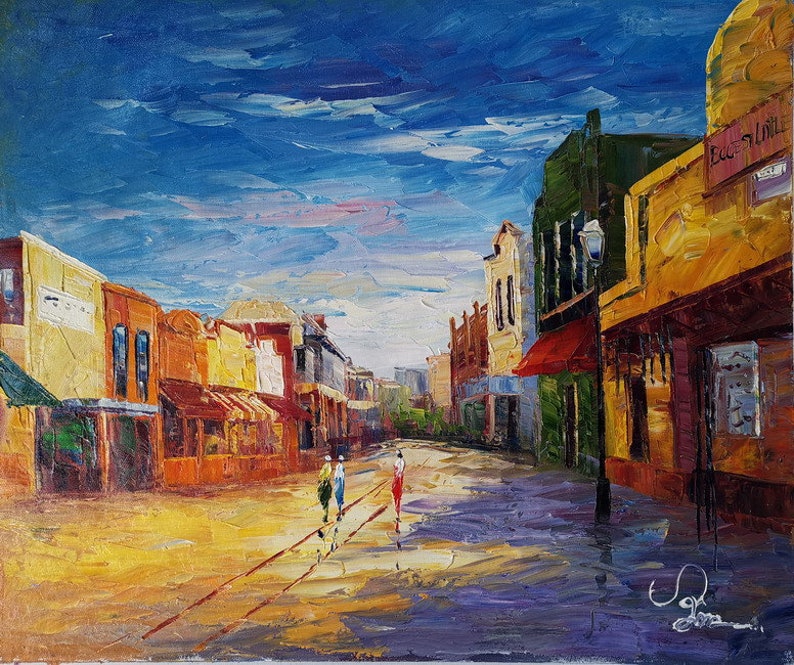 Main Street Jackson CA-KoKing FORT-k1178-Home Decor Holiday Artwork Texture Painting Dining Wall Art