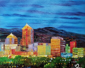 Albuquerque Downtown, NEW MEXICO-KoKing FORT-z242-Home Decor Holiday Artwork Texture Painting Dining Wall Art