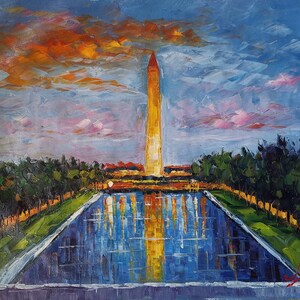 Sunset Over Washington DC-KoKing FORT-k1205-Home Decor Holiday Artwork Texture Painting Dining Wall Art