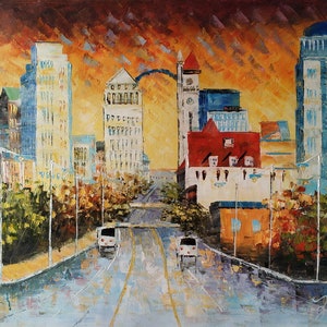 St.Louis skyline and Arch, MO-KoKing FORT-x46-Home Decor Holiday Artwork Texture Painting Dining Wall Art