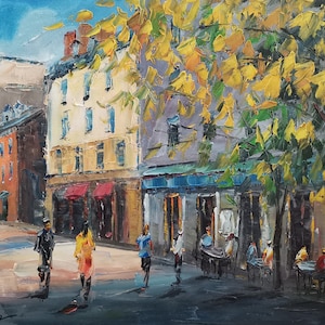Champlain Ave, Umbrella Alley Quebec City, Q De Resto Pub-KoKing FORT-G320-Home Decor Holiday Artwork Texture Painting Dining Wall Art