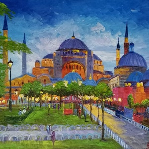 Aya Sofia Temple in Istanbul, Turkey-KoKing Fort-J42-Home Decor Holiday Artwork Texture Painting Dining Wall Art