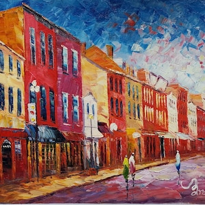 Main street, Georgetown, Washington DC-KoKing FORT-k567-Home Decor Holiday Artwork Texture Painting Dining Wall Art