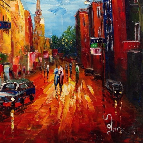 Main shops STREET, Valdosta, Georgia-KoKing FORT-k86-Home Decor Holiday Artwork Texture Painting Dining Wall Art