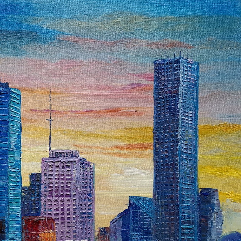 Hunston Skyline\uff0cTX-KoKing FORT-z308-Home Decor Holiday Artwork Texture Painting Dining Wall Art
