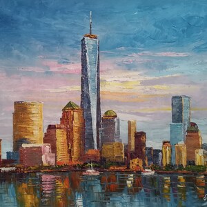 One Word Trade Center New Nork City-KoKing Fort-J128-Home Decor Holiday Artwork Texture Painting Dining Wall Art