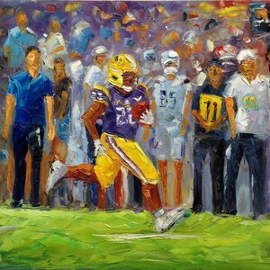 LSU Football, Faster Than Wind-KoKing FORT-k341-Home Decor Holiday Artwork Texture Painting Dining Wall Art