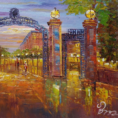 Sather shops Gate, From Berkeley California, University Campus-KoKing Fort-z328-Home Decor Holiday Artwork Texture Painting Dining Wall Art