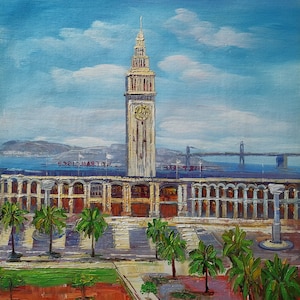 Ferry Building Clock Tower, San Francisco-KoKing Fort-z325-Home Decor Holiday Artwork Texture Painting Dining Wall Art