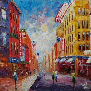 Washington Street West From 6th Street, St Louis MO-KoKing Fort-K743-Home Decor Holiday Artwork Texture Painting Dining Wall Art