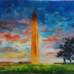 Sunset Washington DC-KoKing FORT-k00-Home Decor Holiday Artwork Texture Painting Dining Wall Art