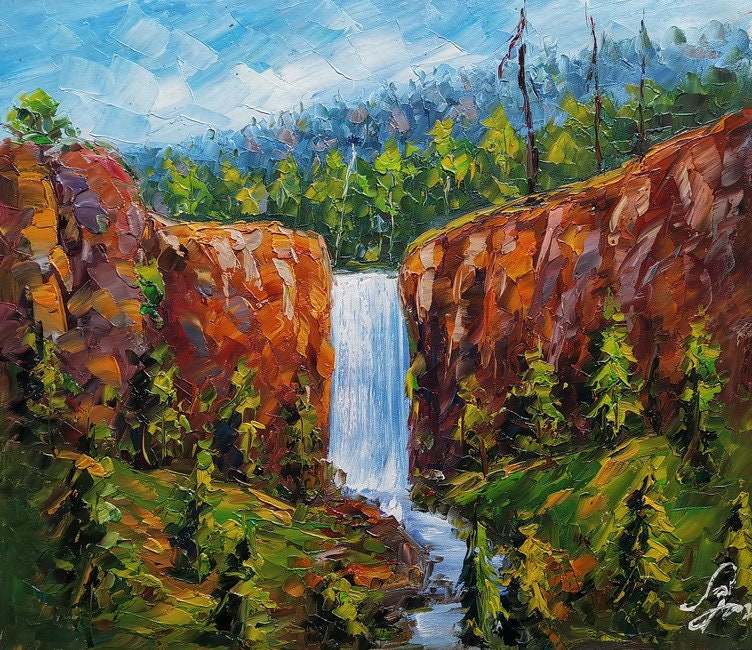 Tumalo Falls Loop, Oregon-KoKing Fort-k1324-Home Decor Holiday Artwork Texture Painting Dining Wall Art