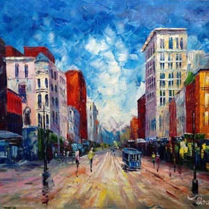 Canal Street, New Orleans, LA-KoKing FORT-k266-Home Decor Holiday Artwork Texture Painting Dining Wall Art