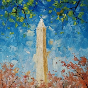 Washington Monument in Washington DC-KoKing FORT-k1602-Home Decor Holiday Artwork Texture Painting Dining Wall Art