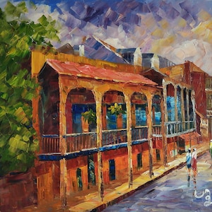 Royal Street In the French Quarter of New Orleans-KoKing FORT-k519-Home Decor Holiday Artwork Texture Painting Dining Wall Art