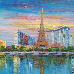 Landmark Las Vegas NV-KoKing FORT-J188-Decoración del hogar Obra de arte navideña Pintura de textura Arte de pared para comedor