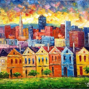 San Francisco Landmark & Skyline-KoKing FORT-k125-Home Decor Holiday Artwork Texture Painting Dining Wall Art