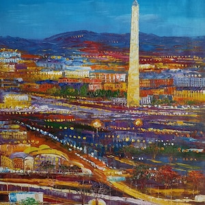 Night, Washington DC, Landmarks-KoKing FORT-z465-Home Decor Holiday Artwork Texture Painting Dining Wall Art