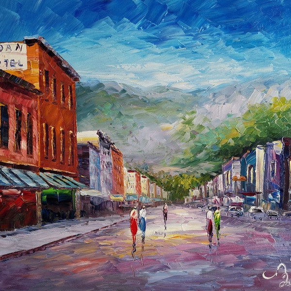 Main Street, The Historic Town of Telluride, Colorado-KoKing Fort-K860-Home Decor Holiday Artwork Texture Painting Dining Wall Art