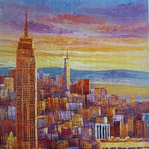 New York City in the Morning-KoKing FORT-z385-Home Decor Holiday Artwork Texture Painting Dining Wall Art
