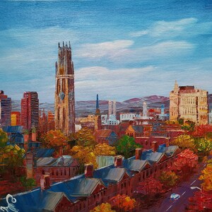 Harkness Tower, New Haven Connecticut, Yale Campus -KoKing FORT-z284-Home Decor Holiday Artwork Texture Painting Dining Wall Art