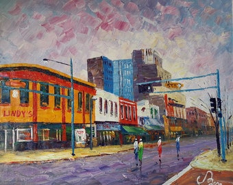 Downtown Albuquerque, NM-KoKing FORT-k1180-Home Decor Holiday Artwork Texture Painting Dining Wall Art