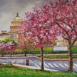 Sakura Capitol Hill, Washington DC -KoKing Fort-d263-Home Decor Holiday Artwork Texture Painting Dining Wall Art