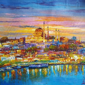 Sunset Holy Hagia Sophia Grand Mosque, Istanbul, Turkey-KoKing FORT-z1125-Home Decor Holiday Artwork Texture Painting Dining Wall Art