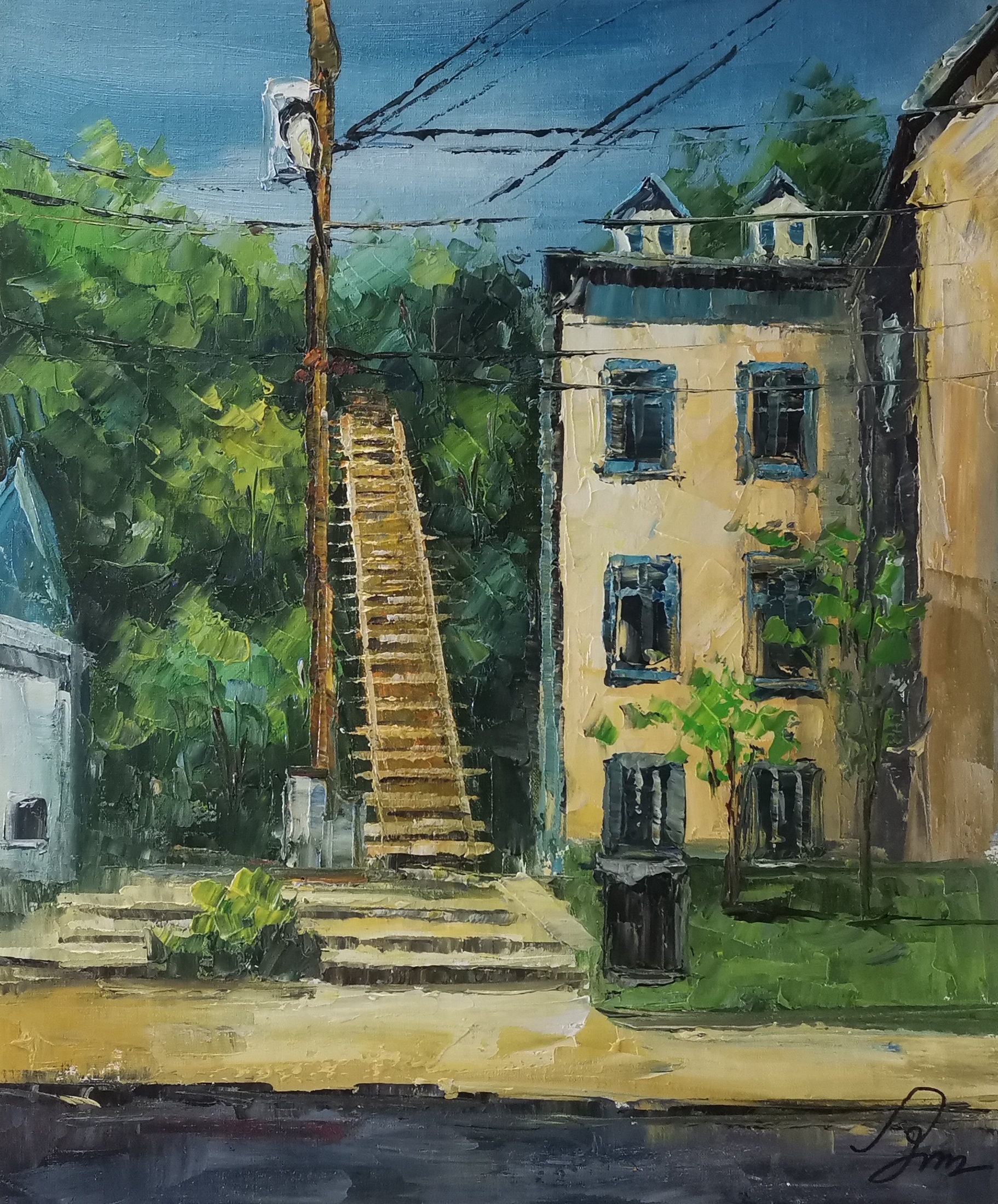 Cap Blanc Stairs, 540 Champlain St, Québec City, Quebec-KoKing FORT-G251-Home Decor Holiday Artwork Texture Painting Dining Wall Art