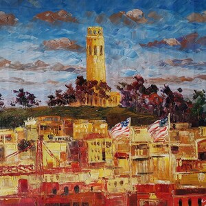 Coit Tower, Telegraph Hill San Francisco, California-KoKing Fort-k1597-Home Decor Holiday Artwork Texture Painting Dining Wall Art